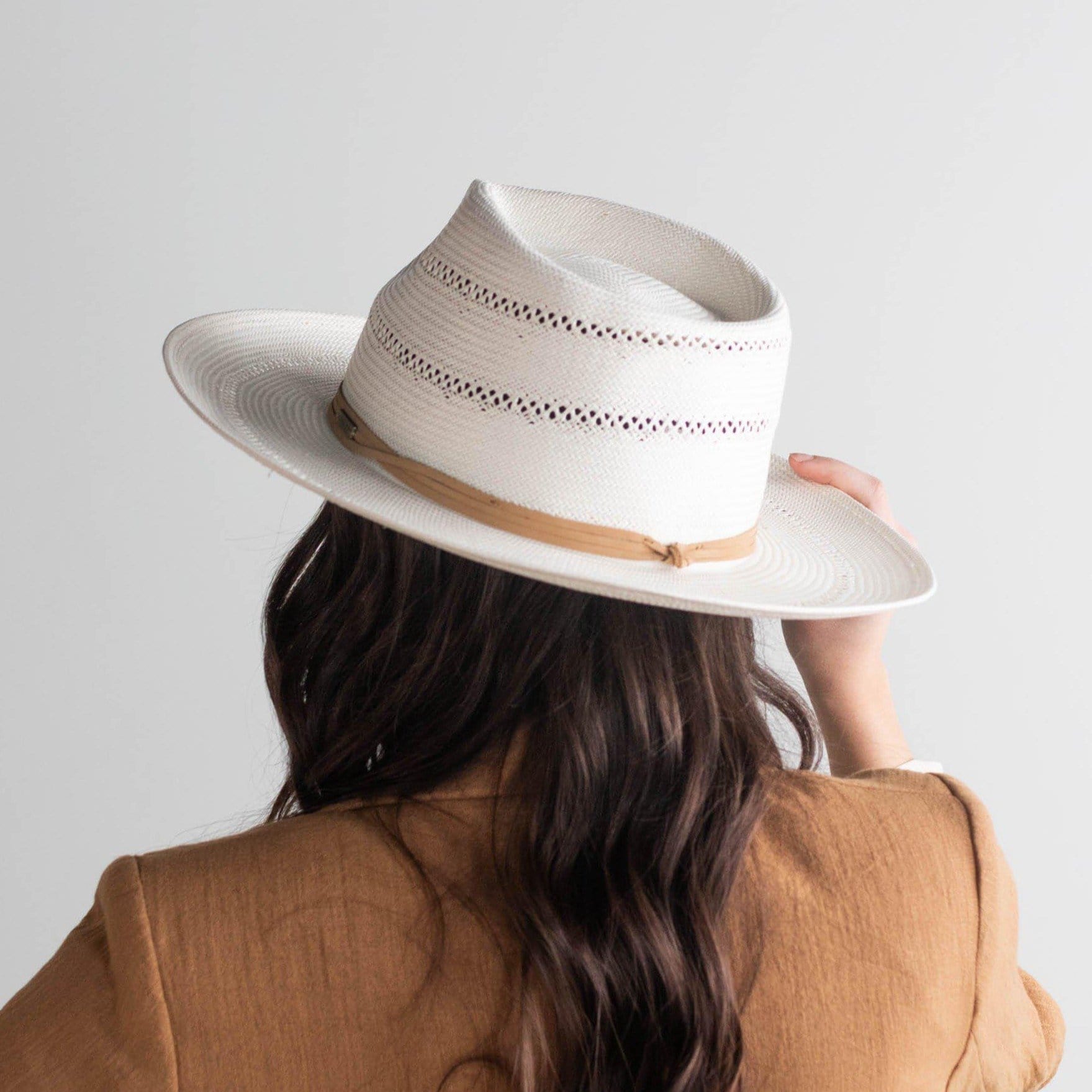 Arlo Tan Band - Straw Teardrop Fedora BLEMISHED