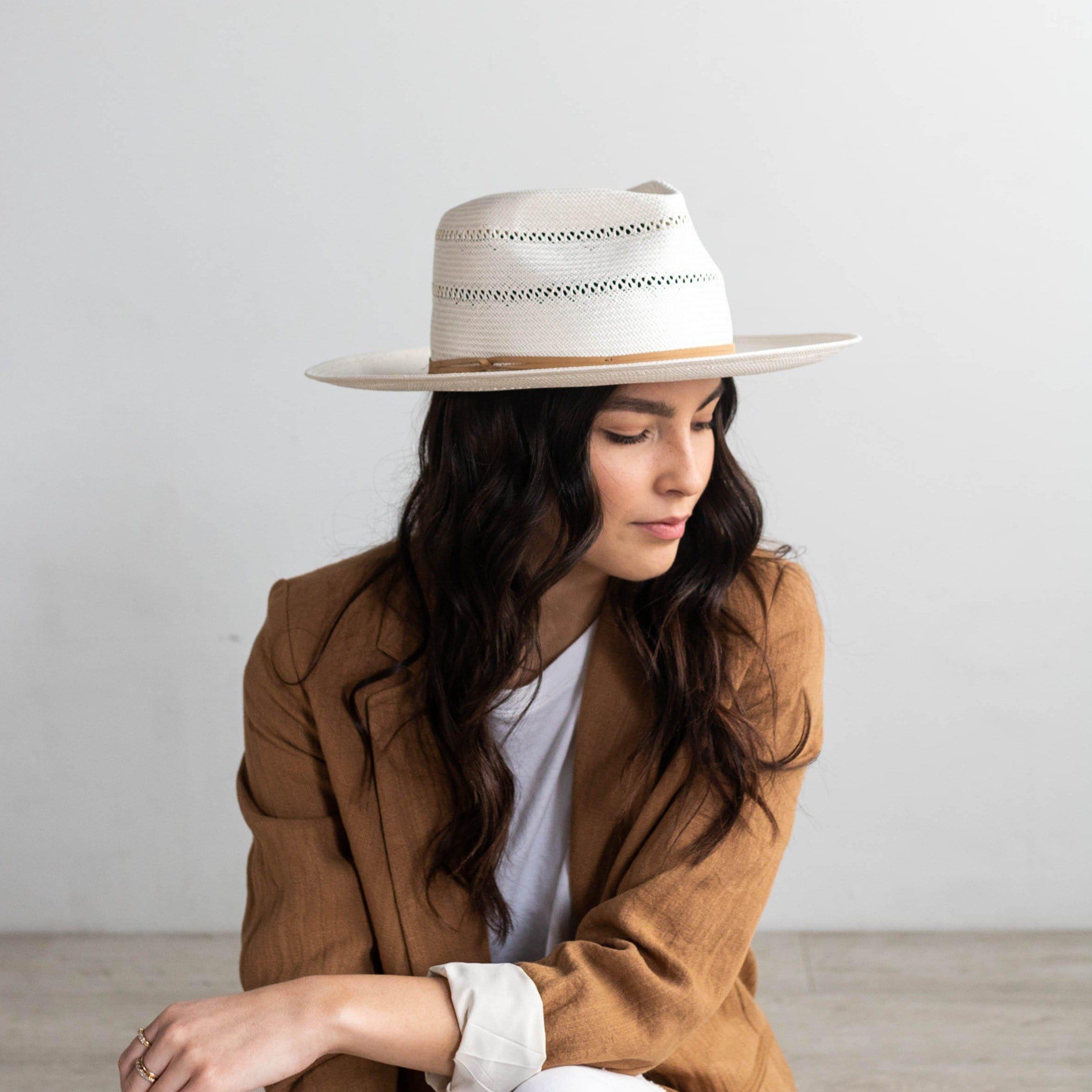 Arlo Tan Band - Straw Teardrop Fedora BLEMISHED