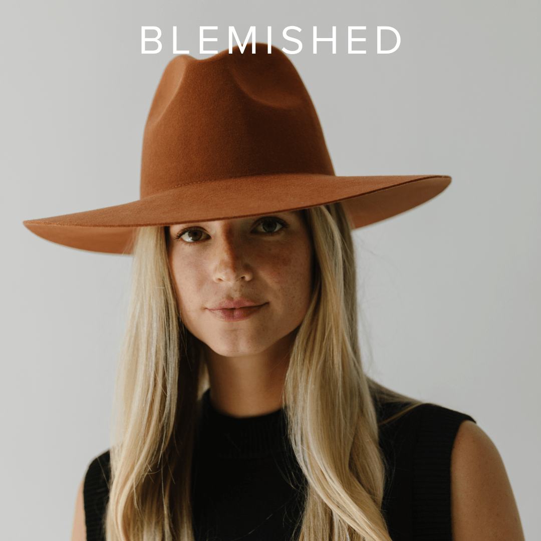 Emma Wide Brim Fedora - Terracotta BLEMISHED