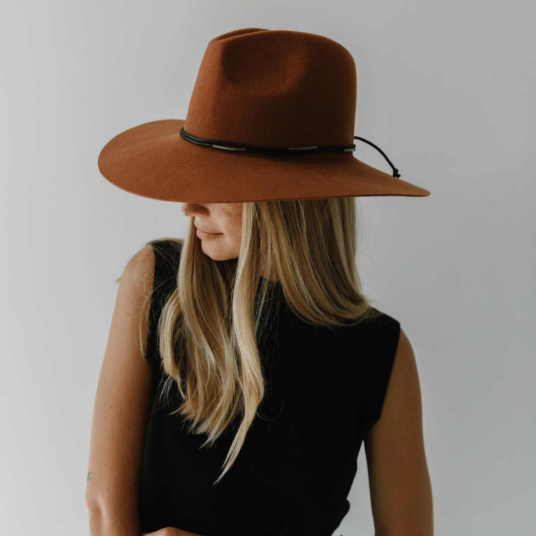 Emma Wide Brim Fedora - Terracotta BLEMISHED