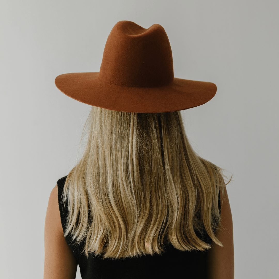 Emma Wide Brim Fedora - Terracotta BLEMISHED