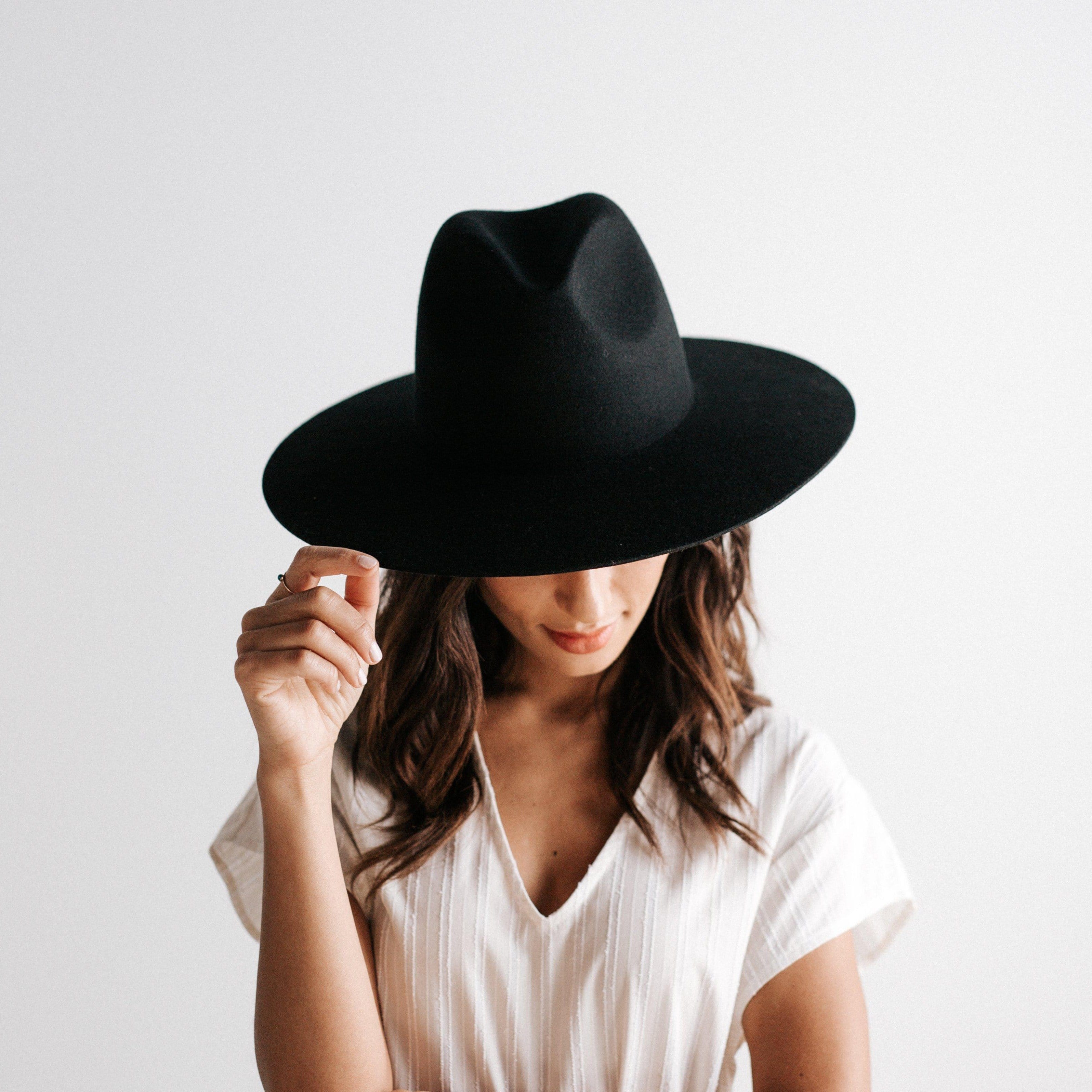 Scottie Wide Brim Fedora - Black BLEMISHED