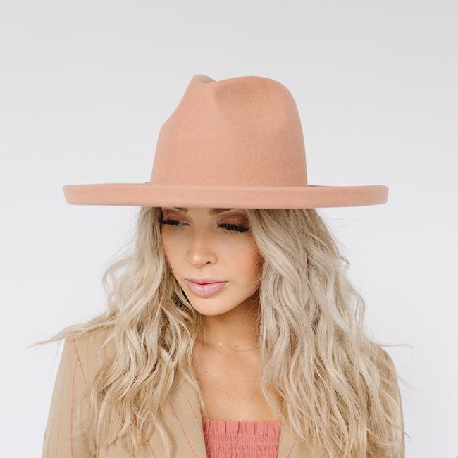 The Cara Loren Pencil Brim Hat - Dusty Pink BLEMISHED