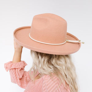 Felt Hats The Cara Loren Pencil Brim Hat - Dusty Pink BLEMISHED
