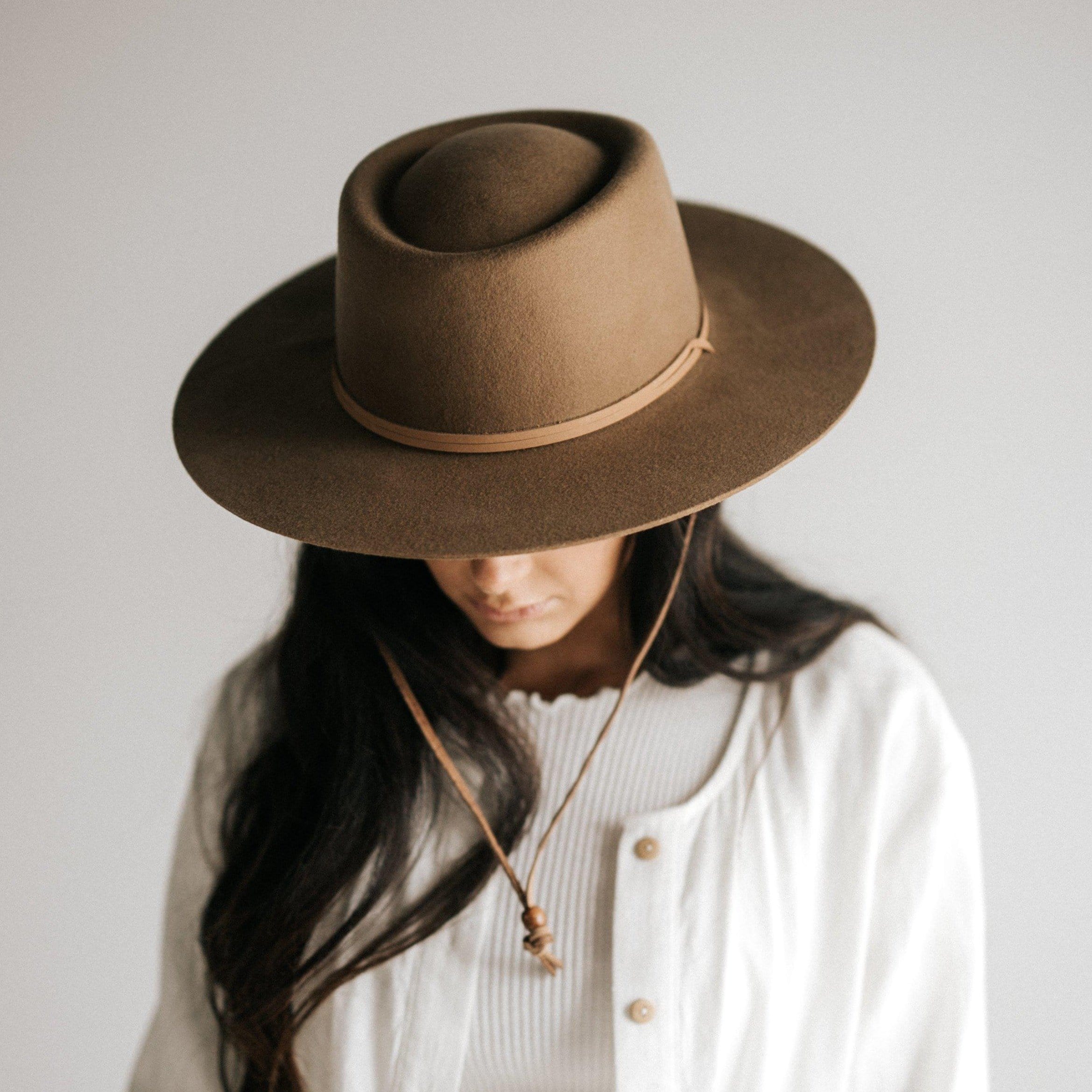 Wren Flat Brim Telescope Hat - Brown - BLEMISHED