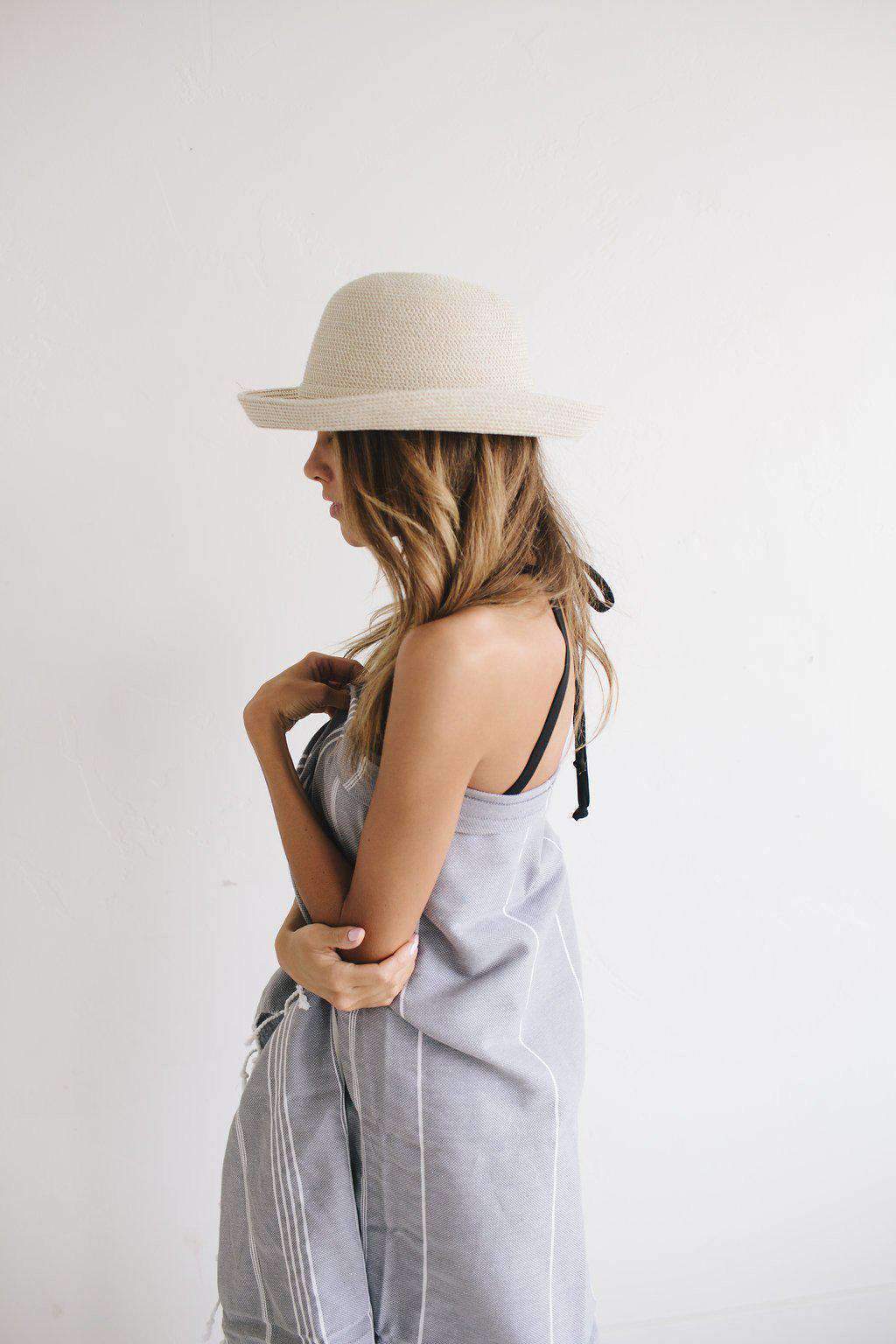 Mona Curled Brim Hat - Off White