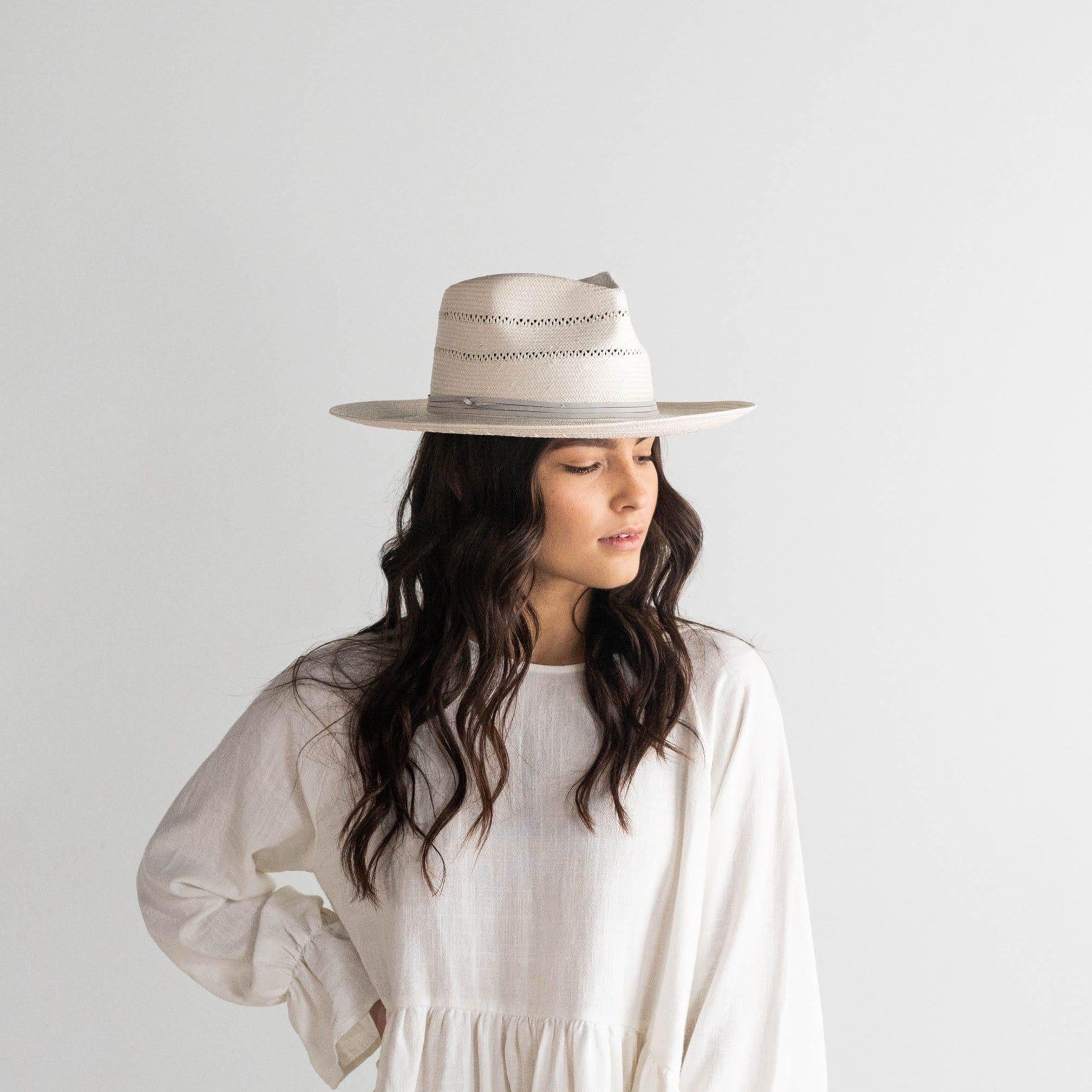 Arlo Grey Band - Straw Teardrop Fedora - BLEMISHED