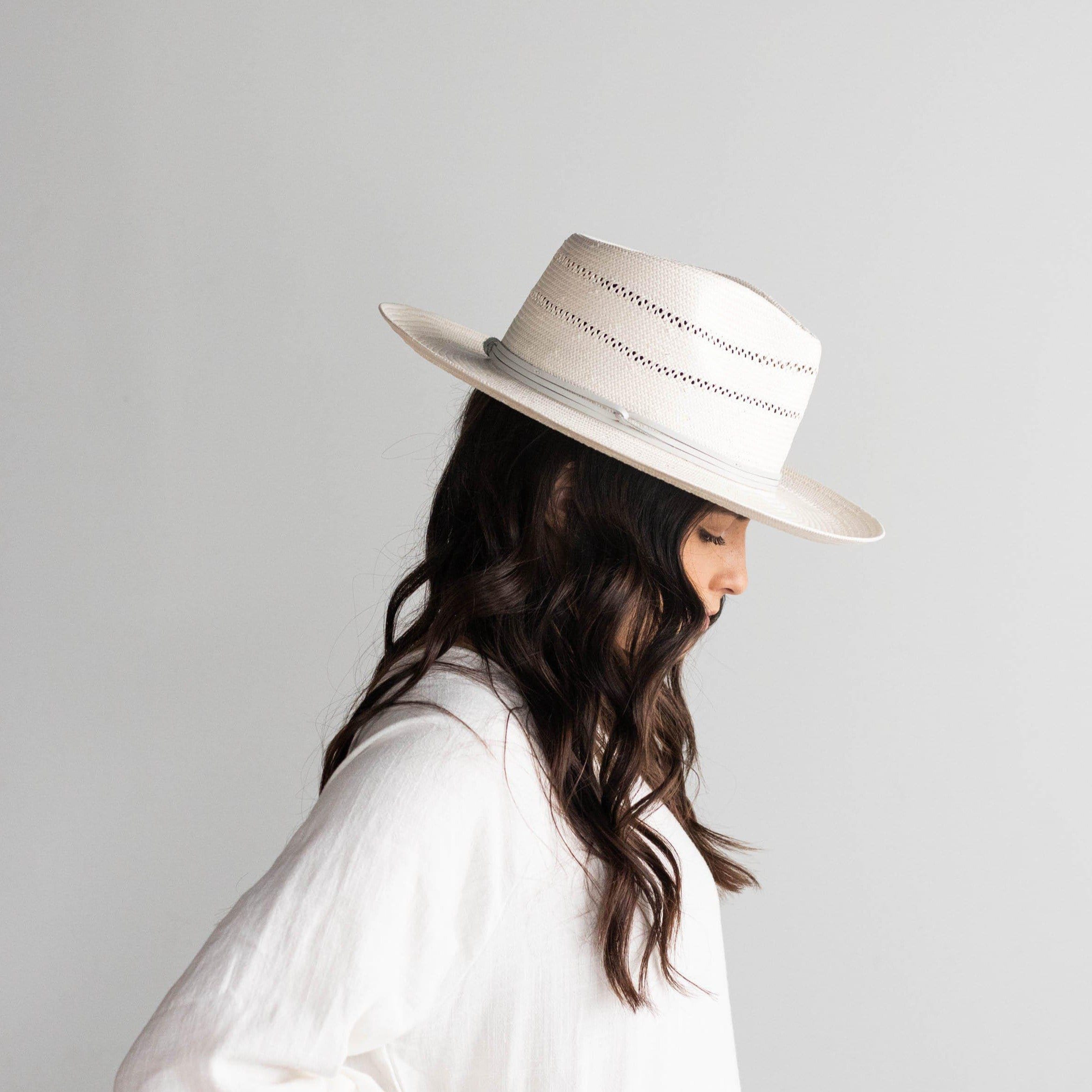 Arlo Grey Band - Straw Teardrop Fedora - BLEMISHED