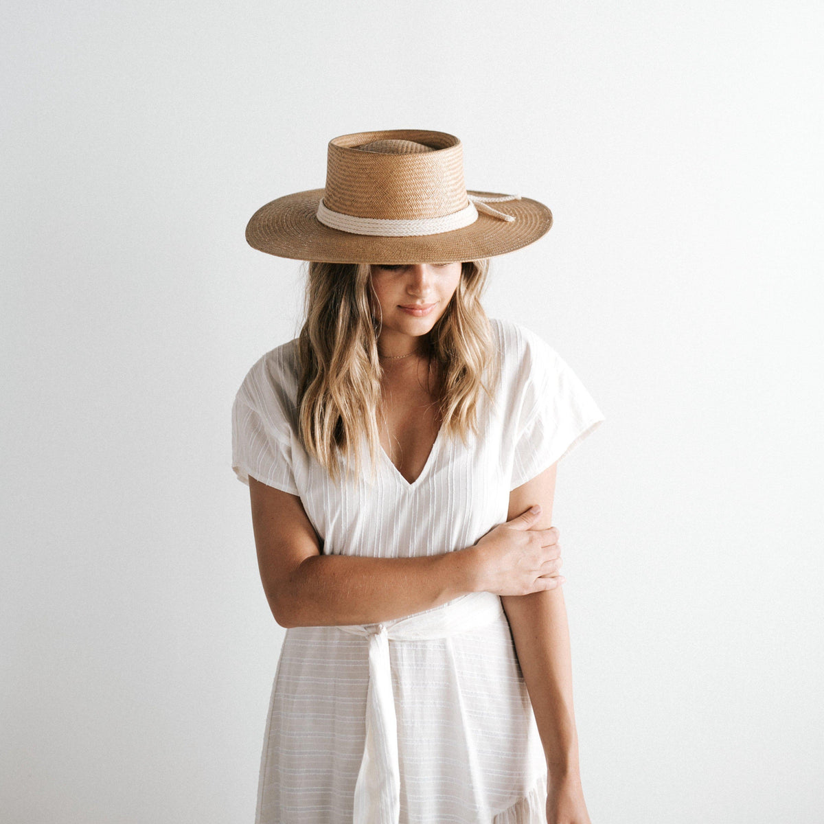 Bre - Natural Stiff Straw Pork Pie Hat | Gigi Pip - GIGI PIP