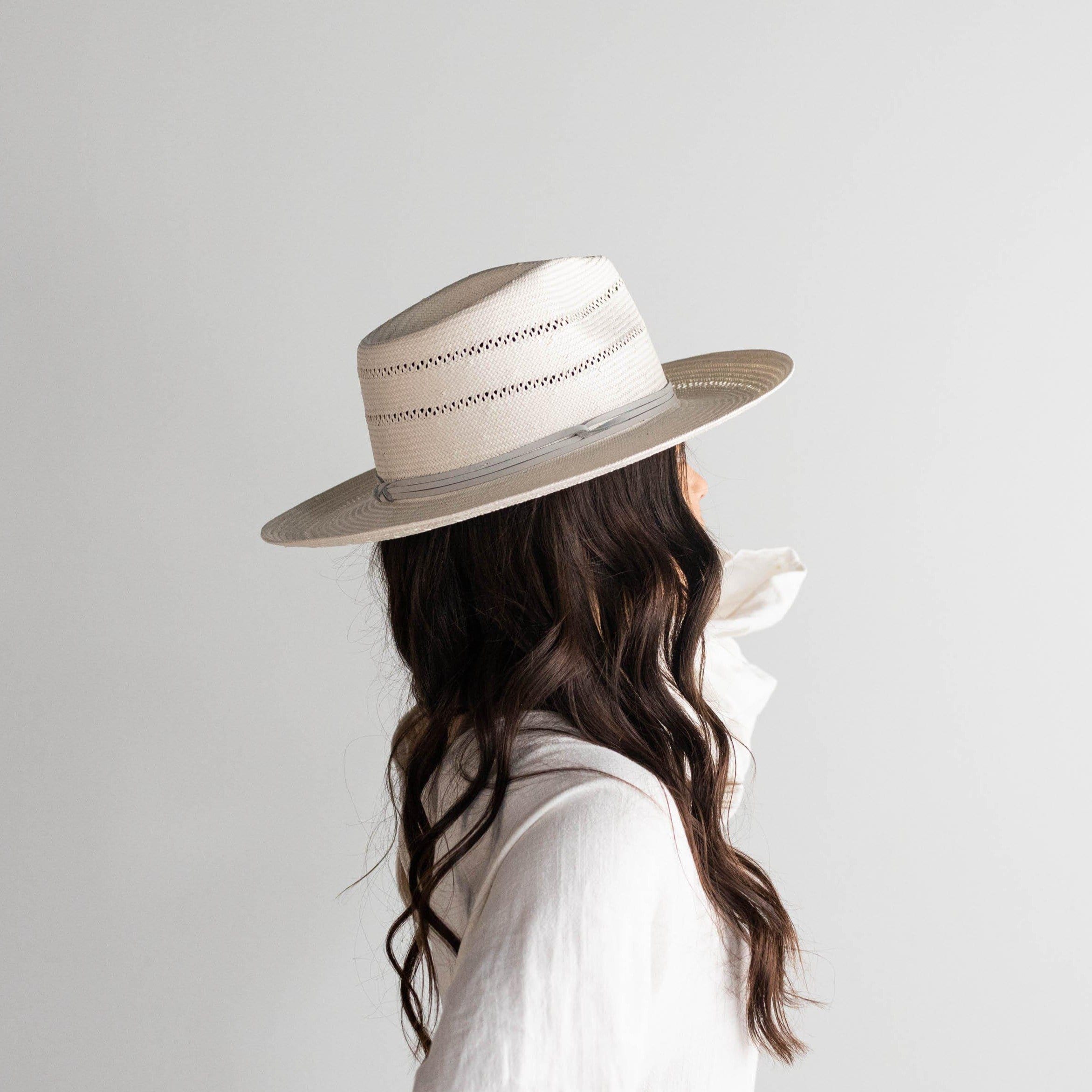 Arlo Grey Band - Straw Teardrop Fedora - BLEMISHED