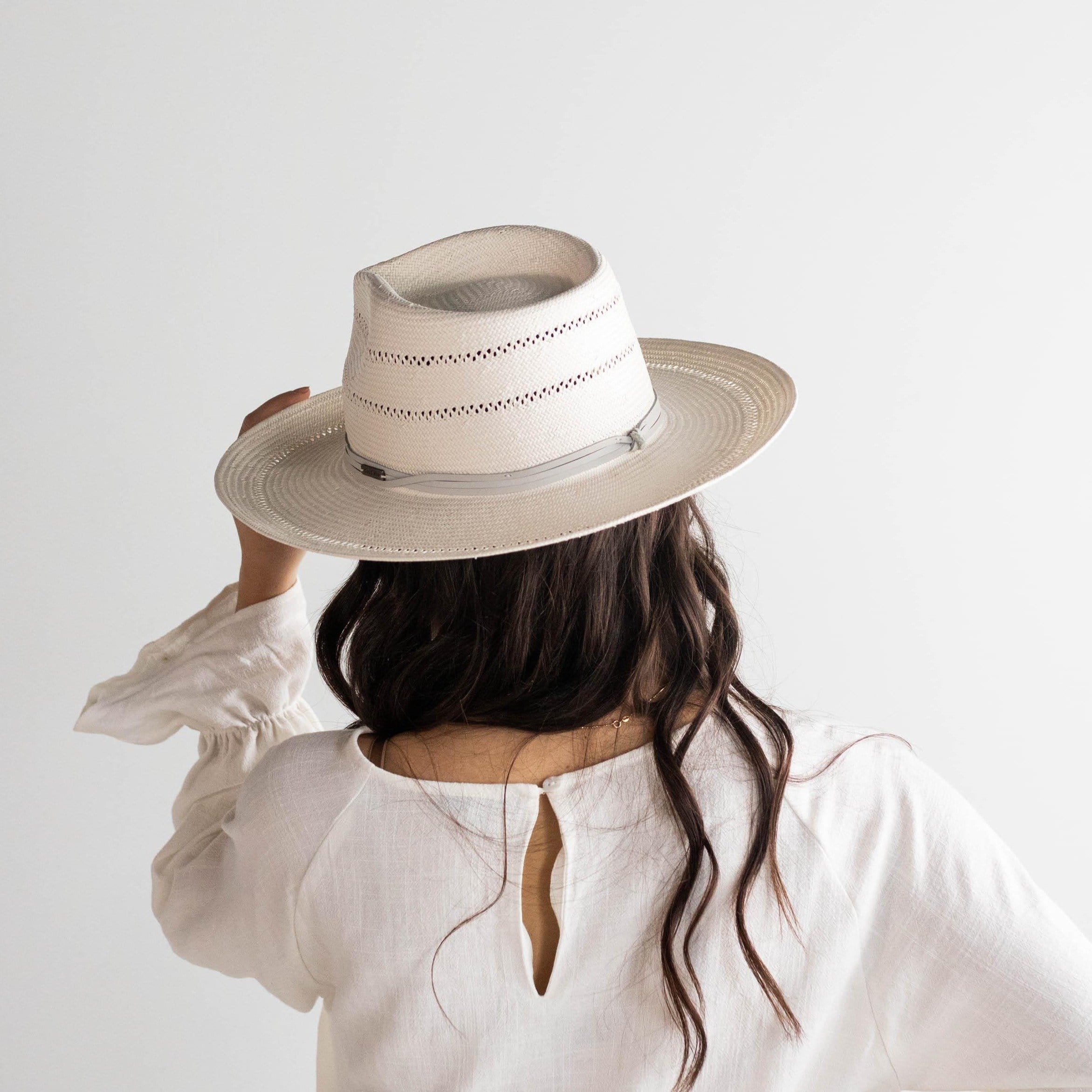 Arlo Grey Band - Straw Teardrop Fedora - BLEMISHED