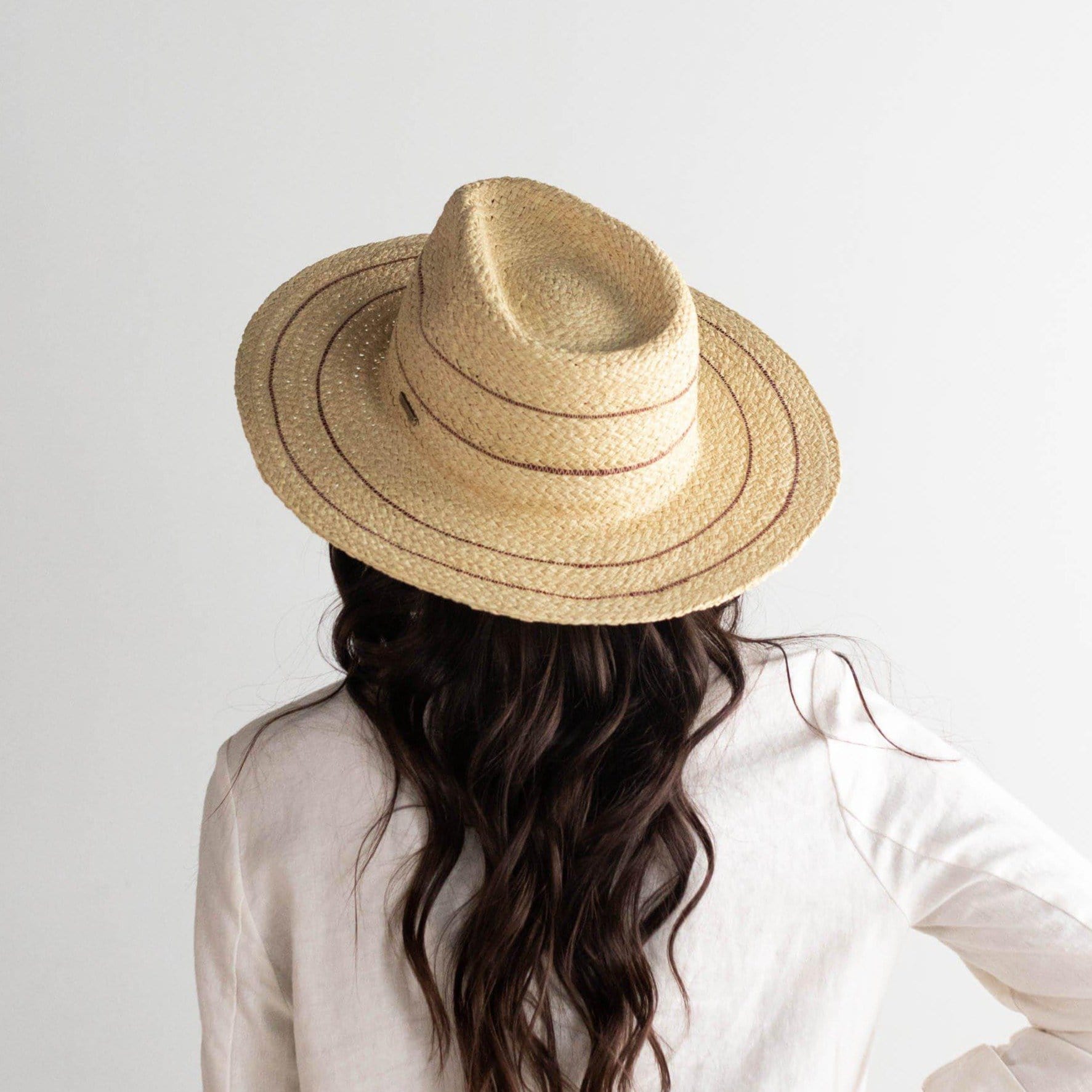 Camila Fedora - Natural with Stripes BLEMISHED