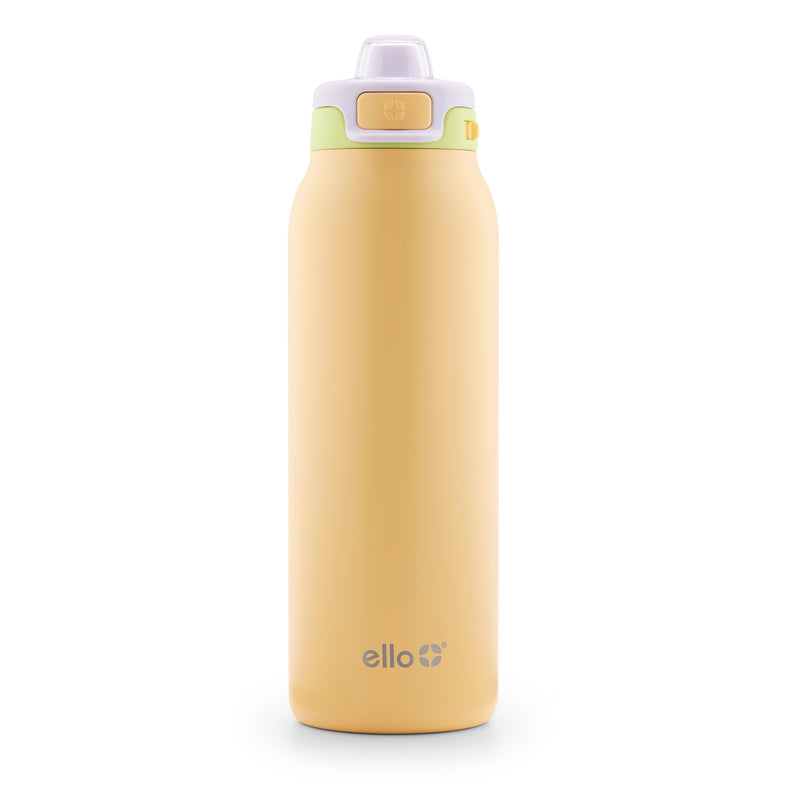 (x2) Ello 20 oz Syndicate Glass Water Bottle w/Protective Sleeve & Lock  Flip Lid