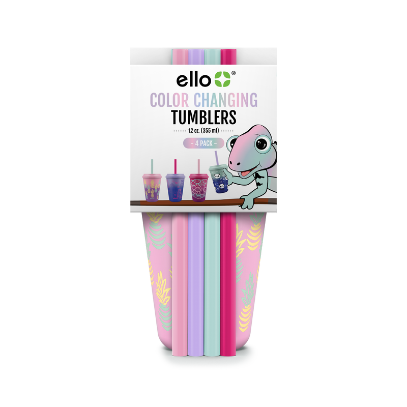 Ello Fold and Store Silicone Straw Set With Case 