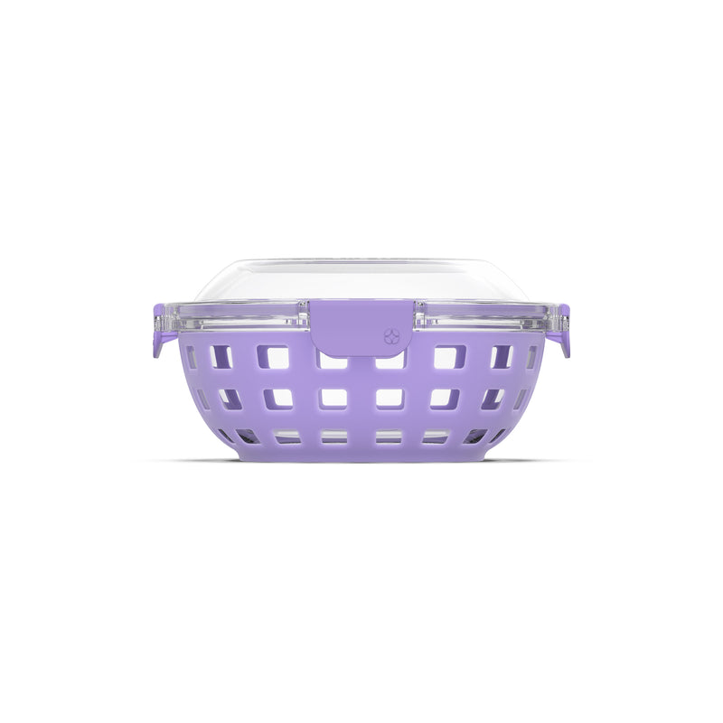 Ello Glass 2 Qt 8x8 Plum Purple Duraglass Baking Dish with Oven Safe  Silicone Sleeve 