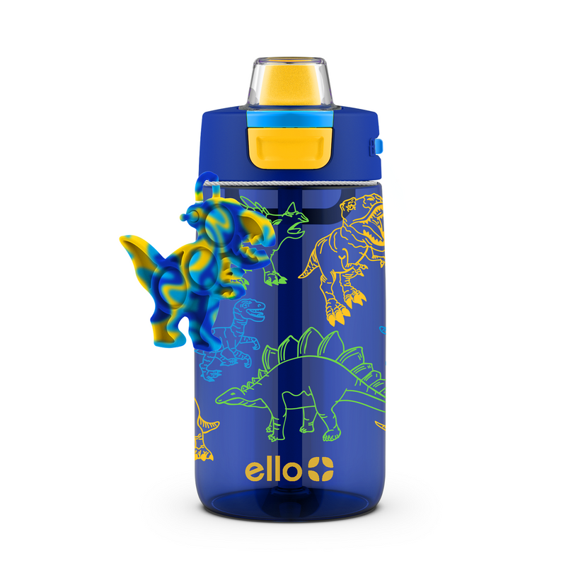 Ello Aura Glass Water Bottle Blue 24 oz Flip Top Locking Lid BPA Free