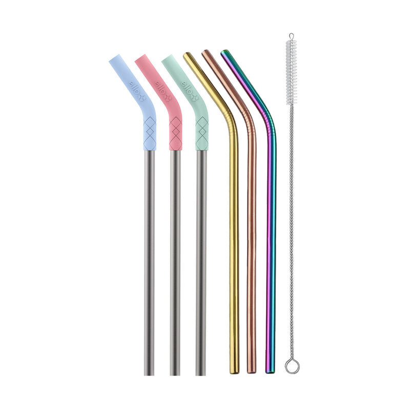 Ello 4pk Stainless Straws With Silicone Tips : Target