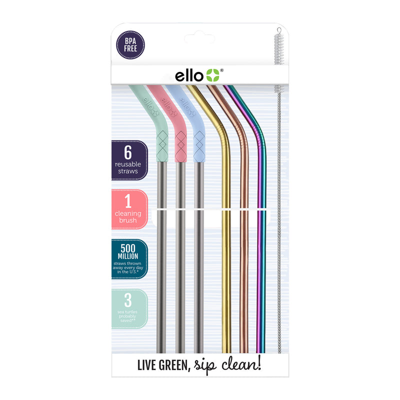 Ello Impact Reusable Plastic Straws, Set of 8 - Macy's