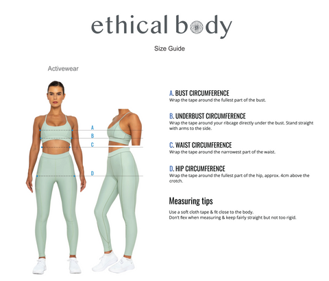 Size Guide – Ethical Body Activewear
