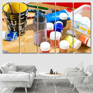 Art Designer Workspace Paint Materials - Canvas Art Wall Decor