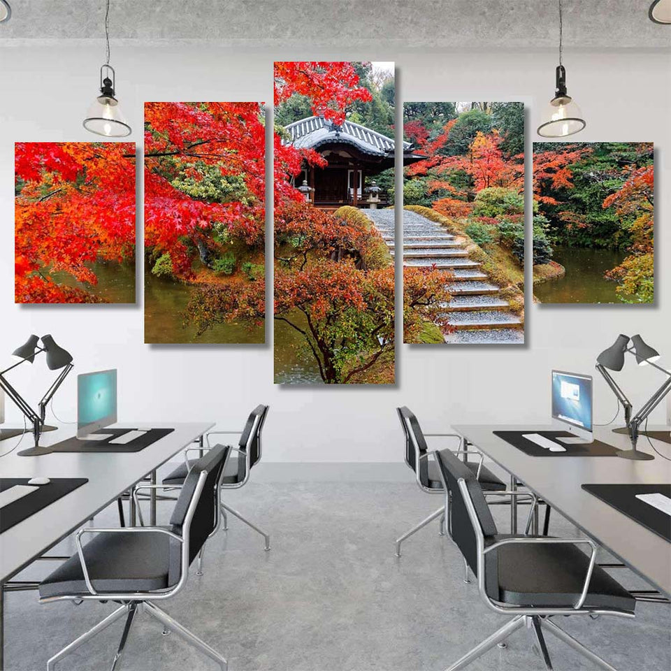 Autumn Scenery Beautiful Japanese Garden Katsura - Canvas Art Wall Decor