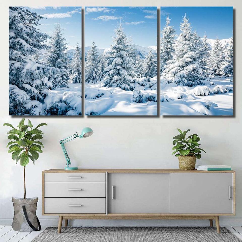 Majestic White Spruces Glowing By Sunlight - Canvas Art Wall Decor