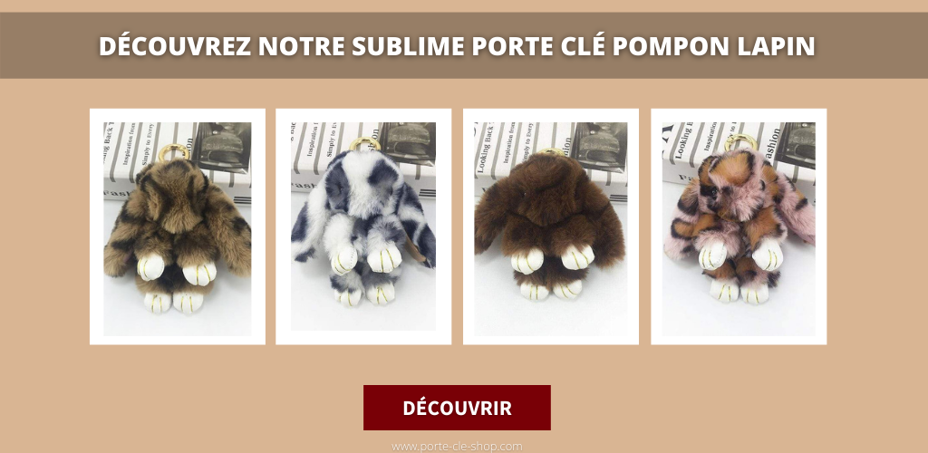 porte clé pompon fourrure lapin