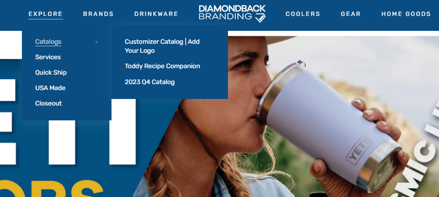 Diamondback Branding Explore Menu