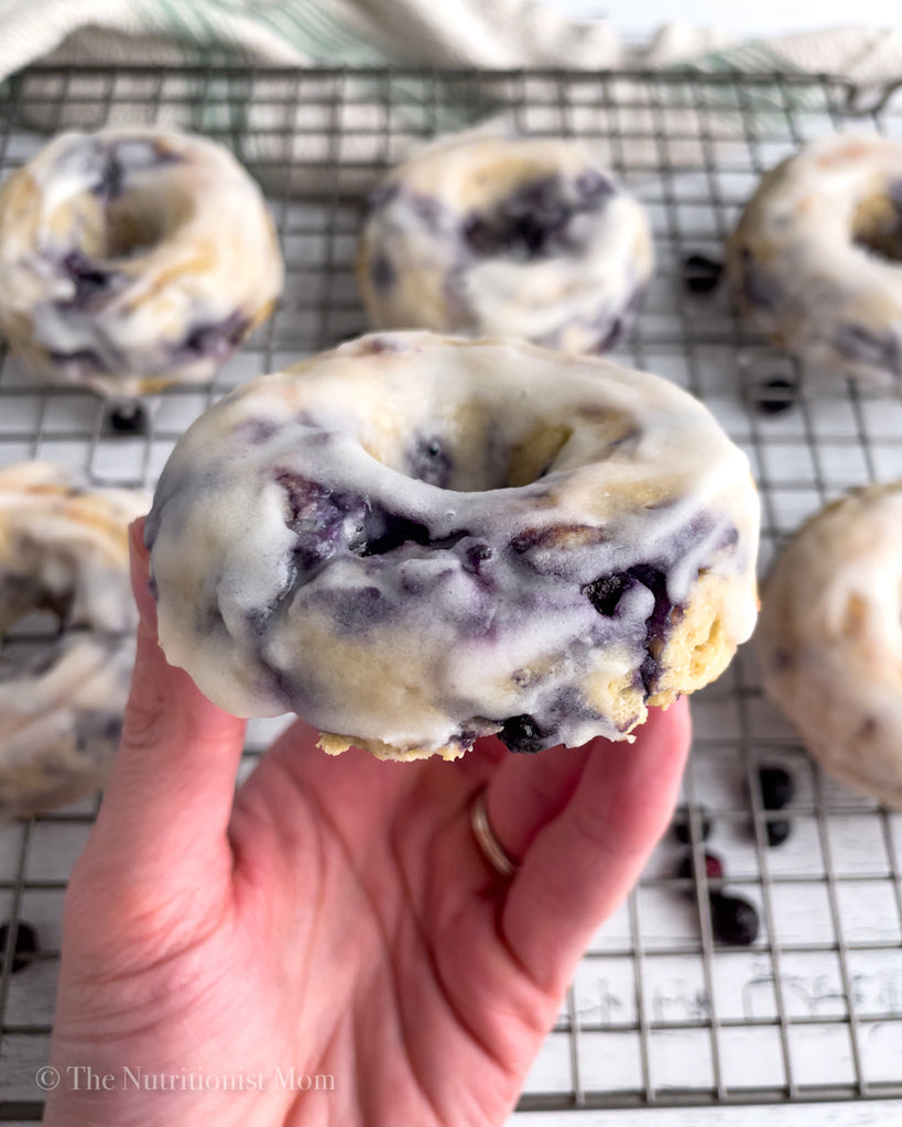 closeup Blueberry GlazedProtein Donuts
