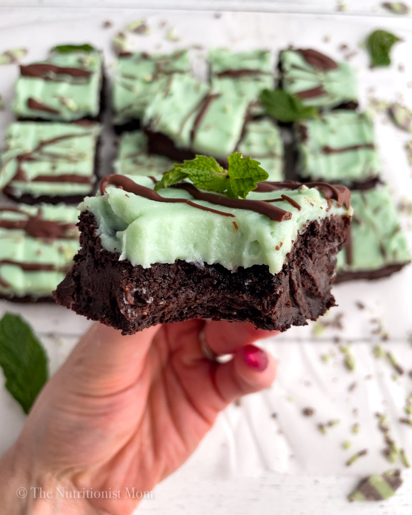 Chocolate Mint Protein Brownies Vegan bite shot