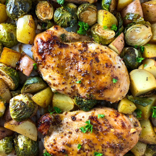 HONEY MUSTARD CHICKEN SHEET PAN DINNER - Nutritionist Mom