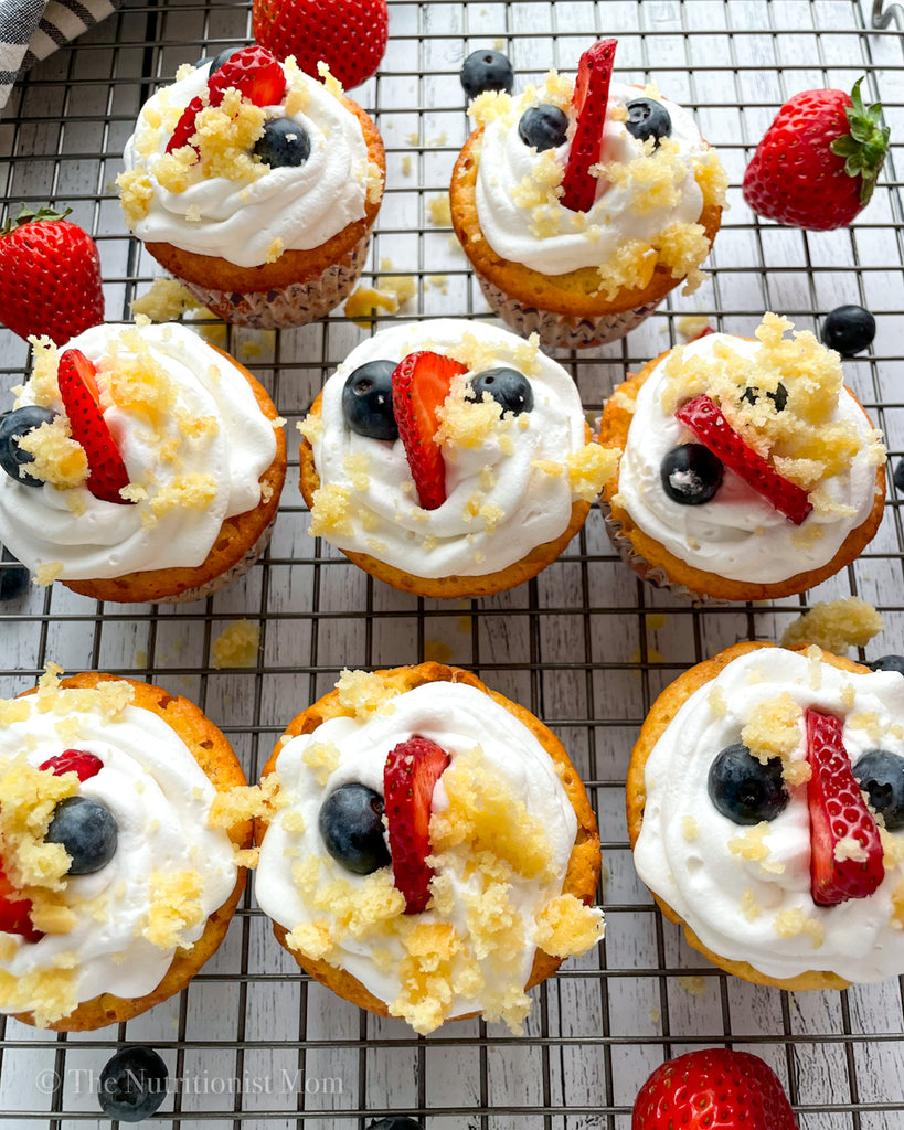 Red White & Blueberry Protein Cupcakes