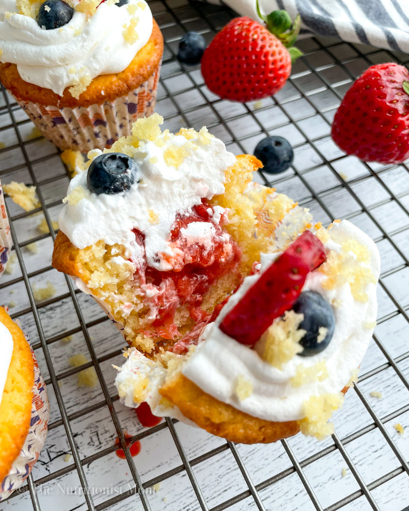 Red White & Blueberry Protein Cupcakes