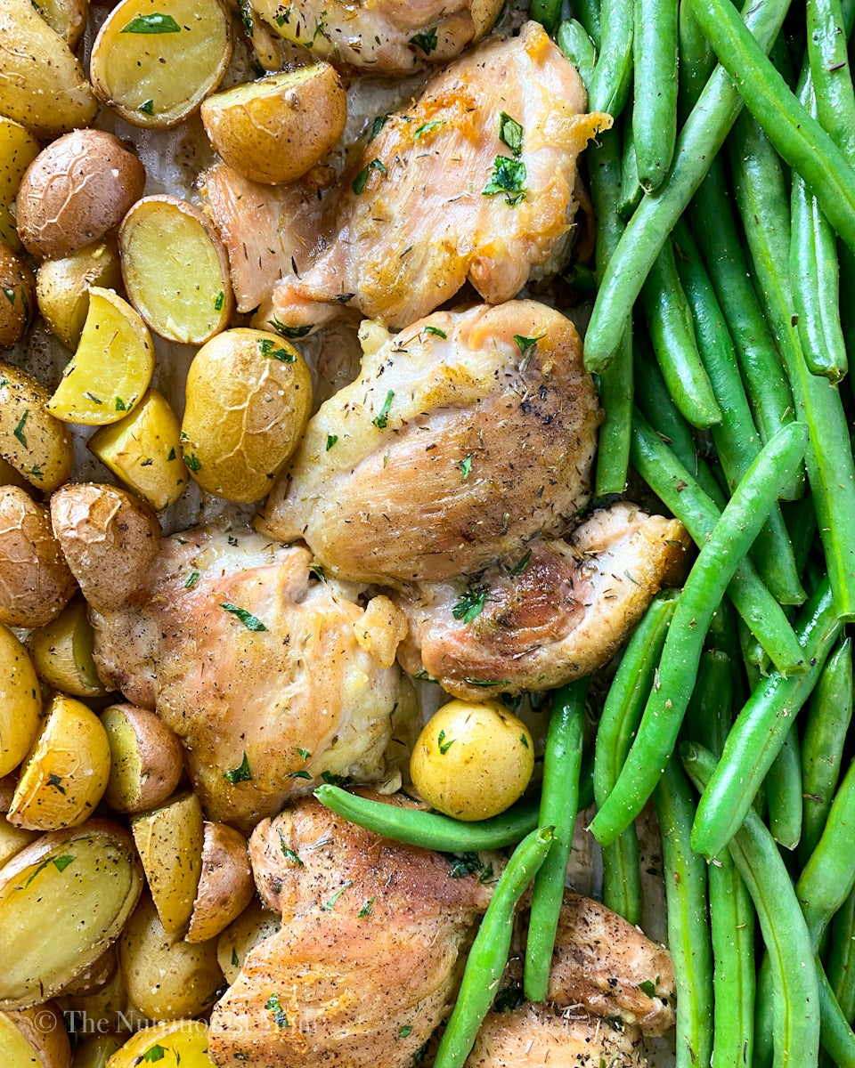 ROAST CHICKEN THIGHS, BABY POTATOES & GREEN BEANS (WHOLE30 ...