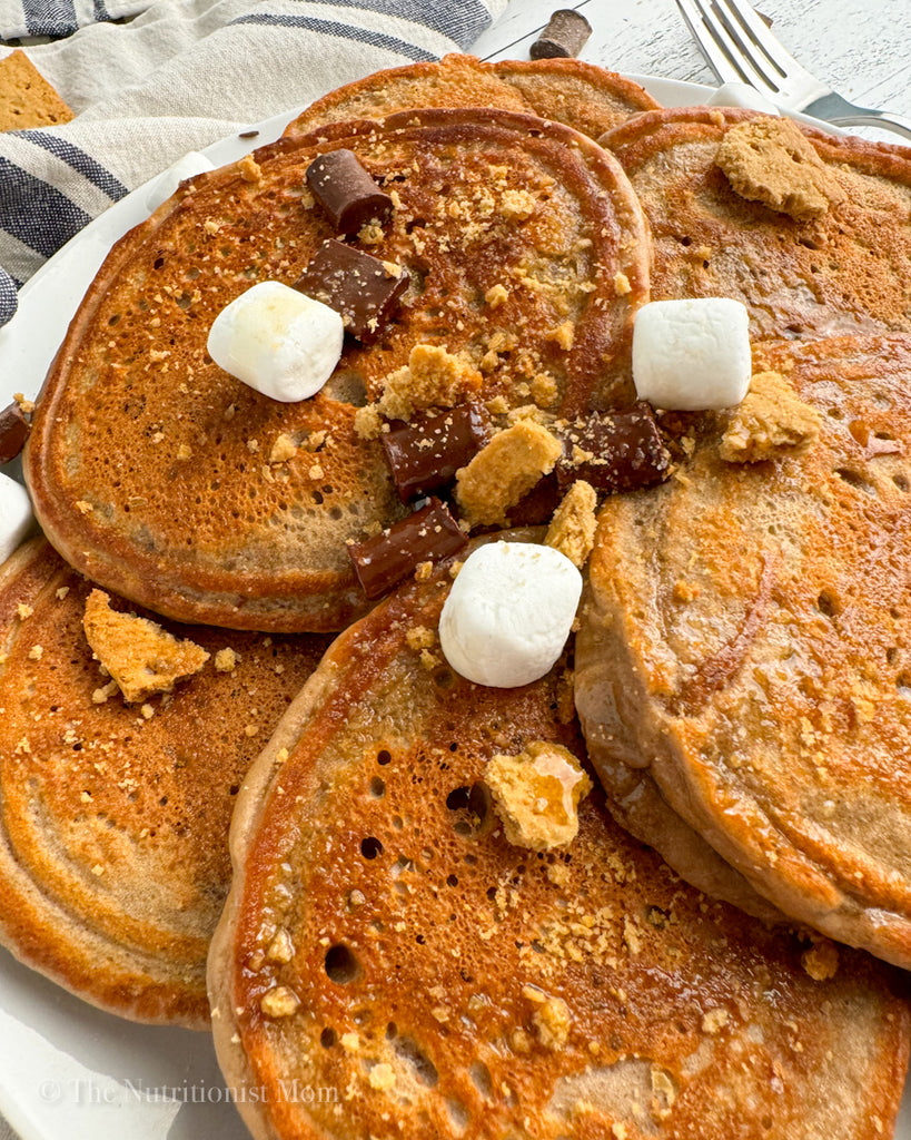 Smores Protein Pancakes closeup