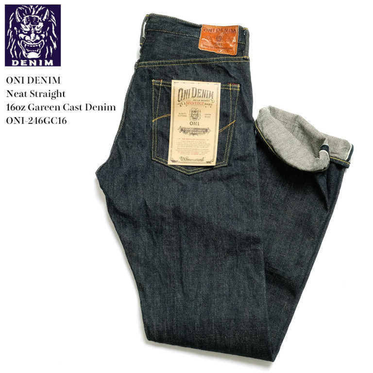 ONI Denim（鬼デニム）Neat Straight 16oz Green Cast Denim　ONI-246GC16