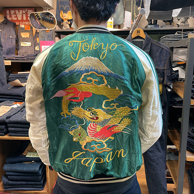 Tailor Toyo Souvenir Jackt Acetate Quilt Suka テイラー東洋 アセテート　キルト　スカジャン TT14893-145 Dragon × Japan Map