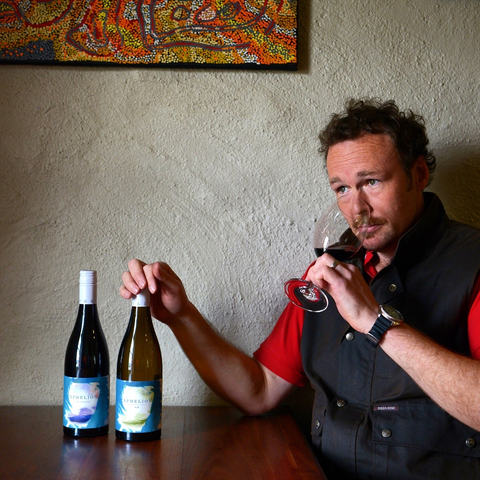 rob Mack sniffing an Aphelion Wine at Salopian Inn