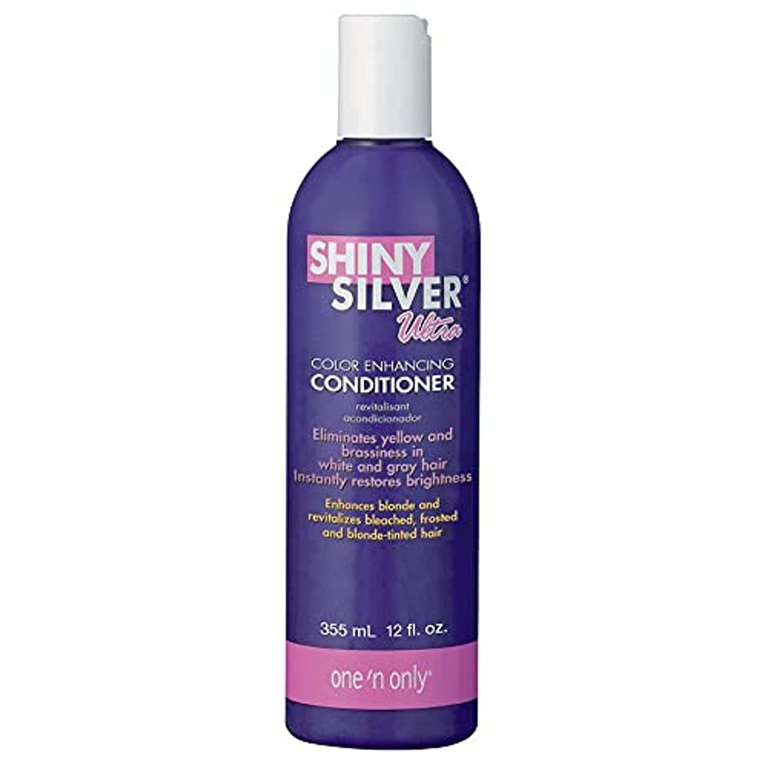 One 'n Only Shiny Silver Ultra Color-Enhancing Conditioner, Restores Shiny Brightness to White, Grey, Bleached, Frosted, or Blonde-Tinted Hair, Protects Hair Color - 12 Fl. Oz