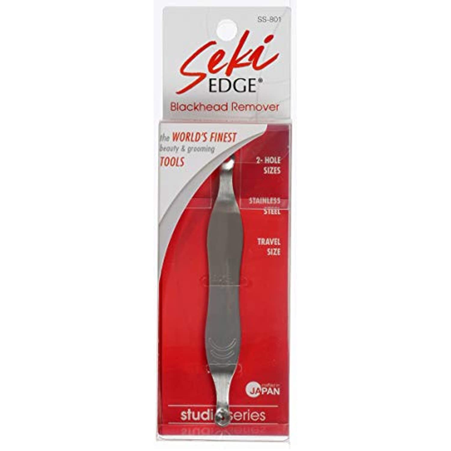 Seki Edge Blackhead Remover (SS-801) - Comedone Extractor for Blackheads & Whiteheads - Professional Pimple Popper Tool with 2 Hole Sizes