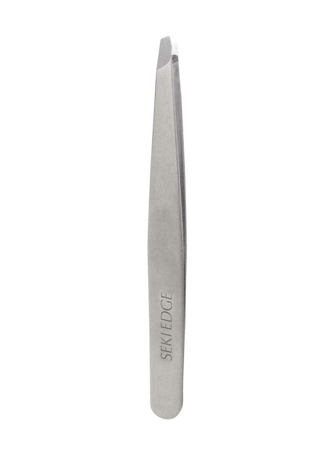 Seki Edge Black Stainless Steel Slant Tweezer (SS-500) Precision Tweezers For Ingrown Hair, Eyebrow, & Splinters - For Personal & Professional Use