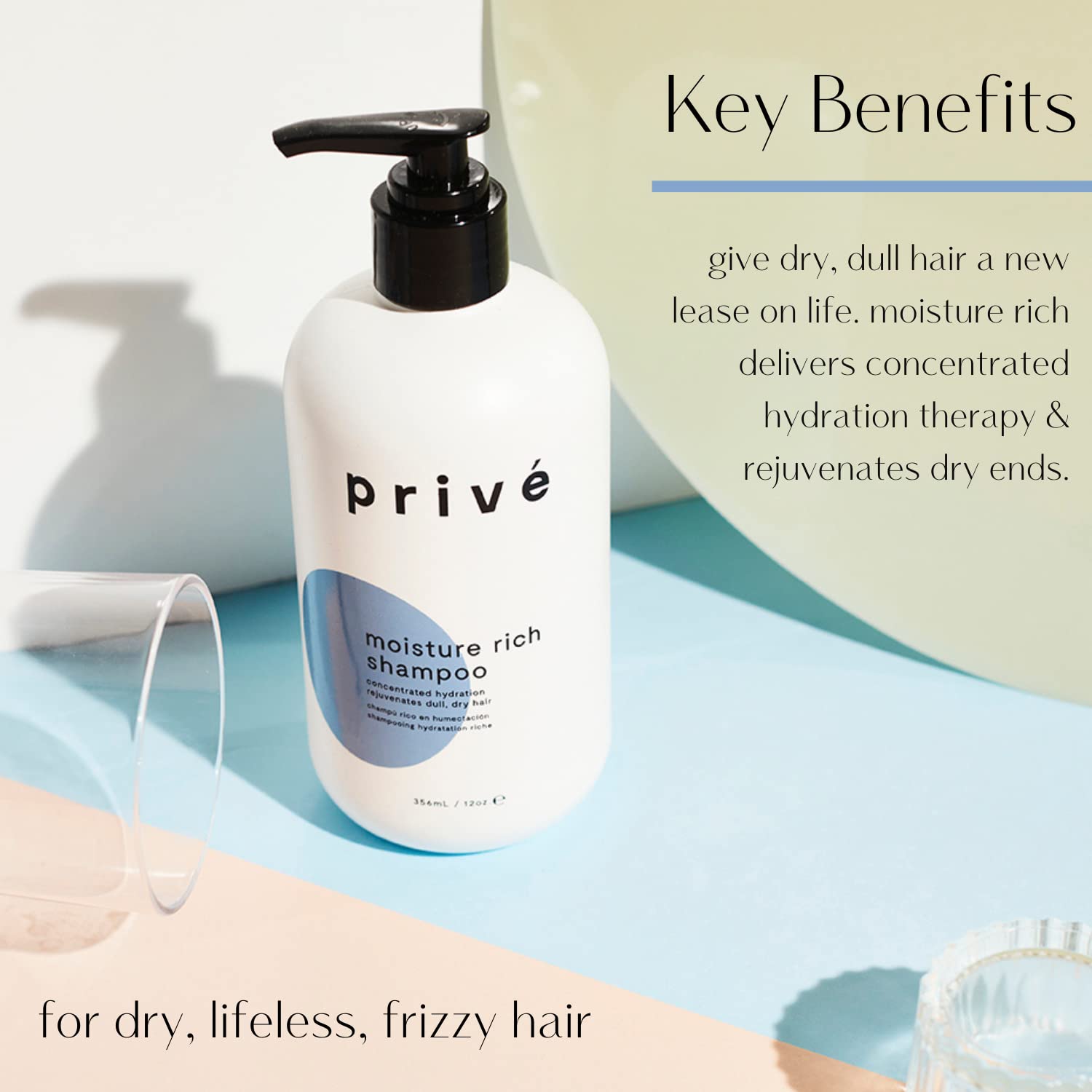 PrivÃ© Moisture Rich Shampoo - Deep Moisturizing Shampoo for Dry and Lifeless Hair, 12 oz