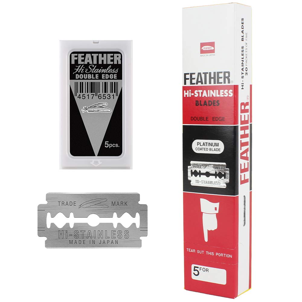 Feather Hi-stainless Double Edge De Razor Blades New Hair Remove Made in Japan