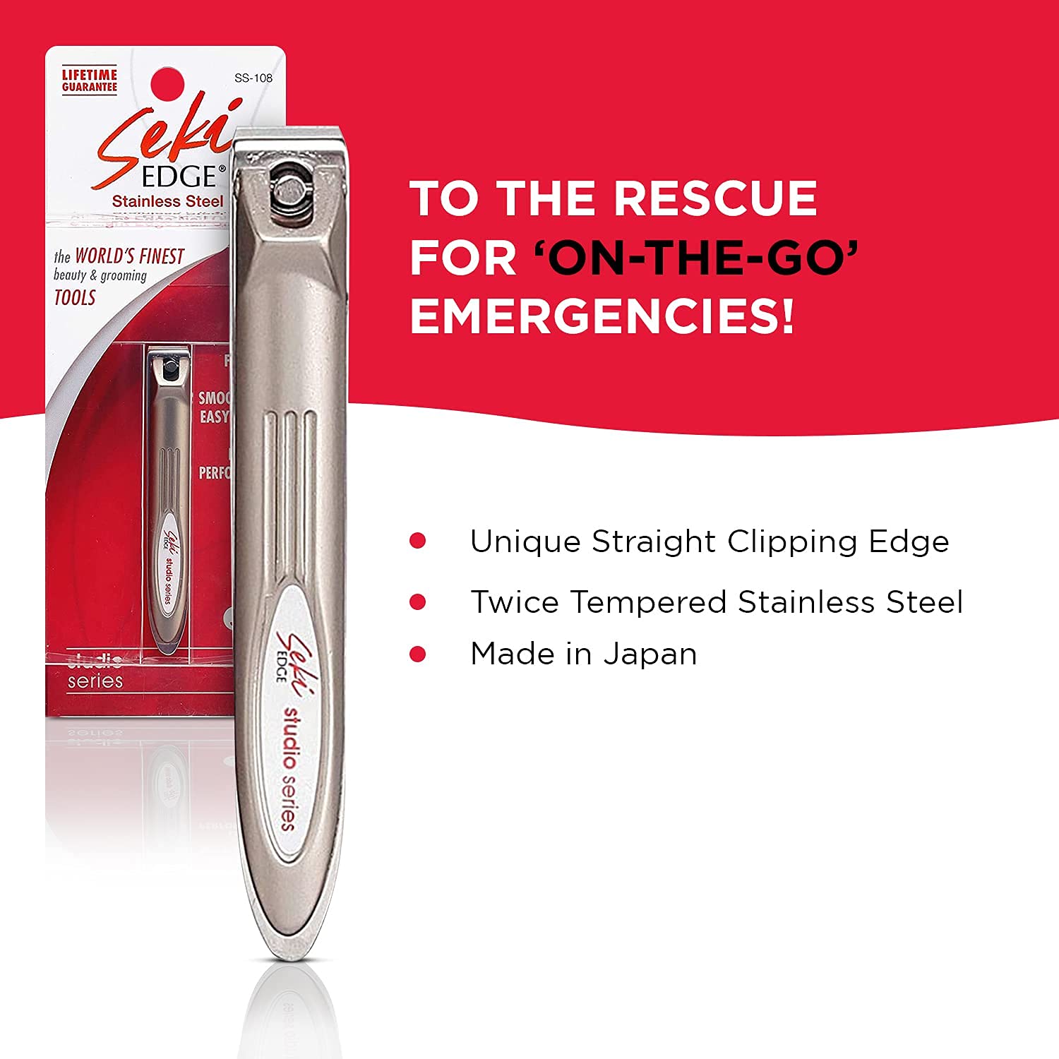 SEKI EDGE SS-108 - Stainless Steel Straight Edge Nail Clipper