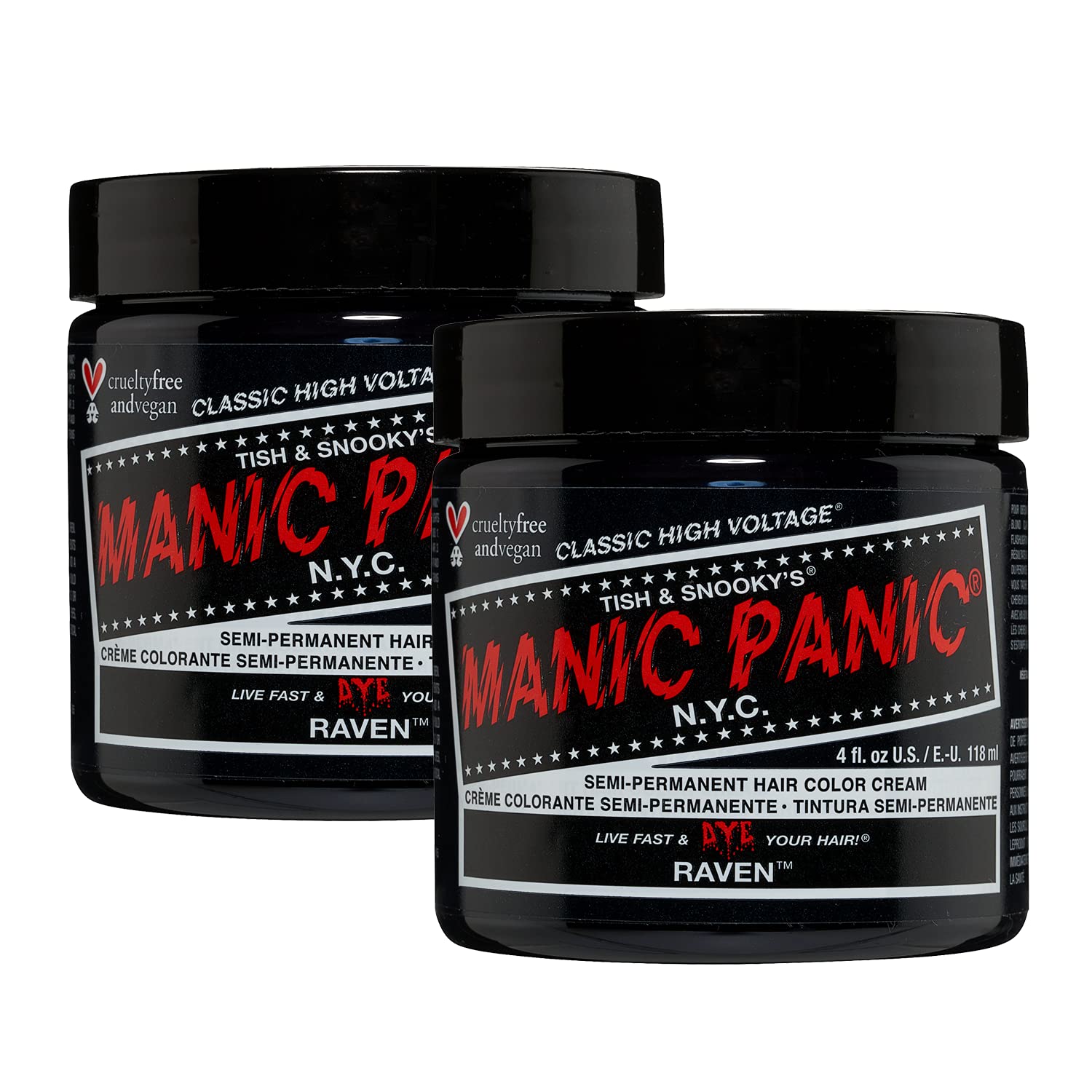 MANIC PANIC Raven Black Hair Dye Classic 2 Pack