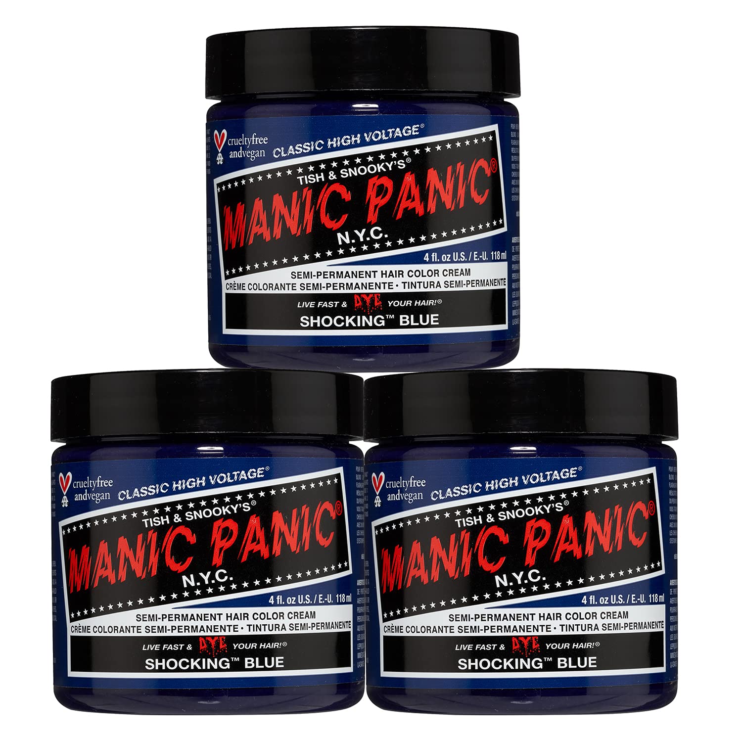 Manic Panic Shocking Blue Hair Dye Classic 3 Pack