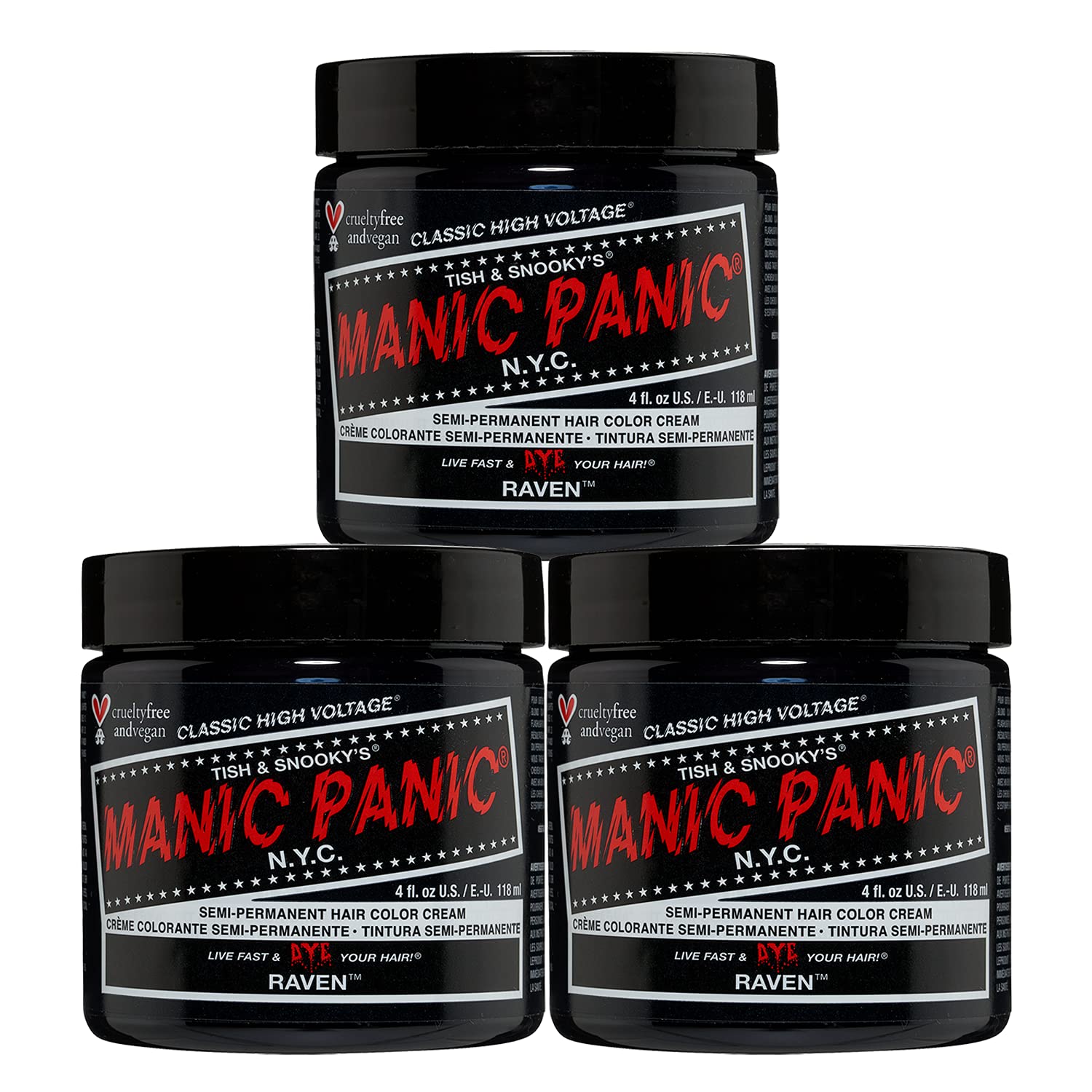 MANIC PANIC Raven Black Hair Dye Classic 2 Pack