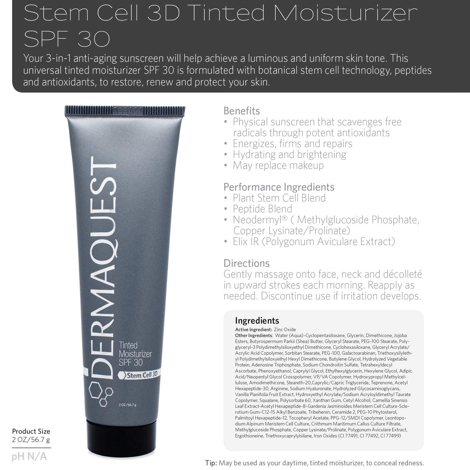 DermaQuest Stem Cell 3D Tinted Moisturizer SPF 30 2oz