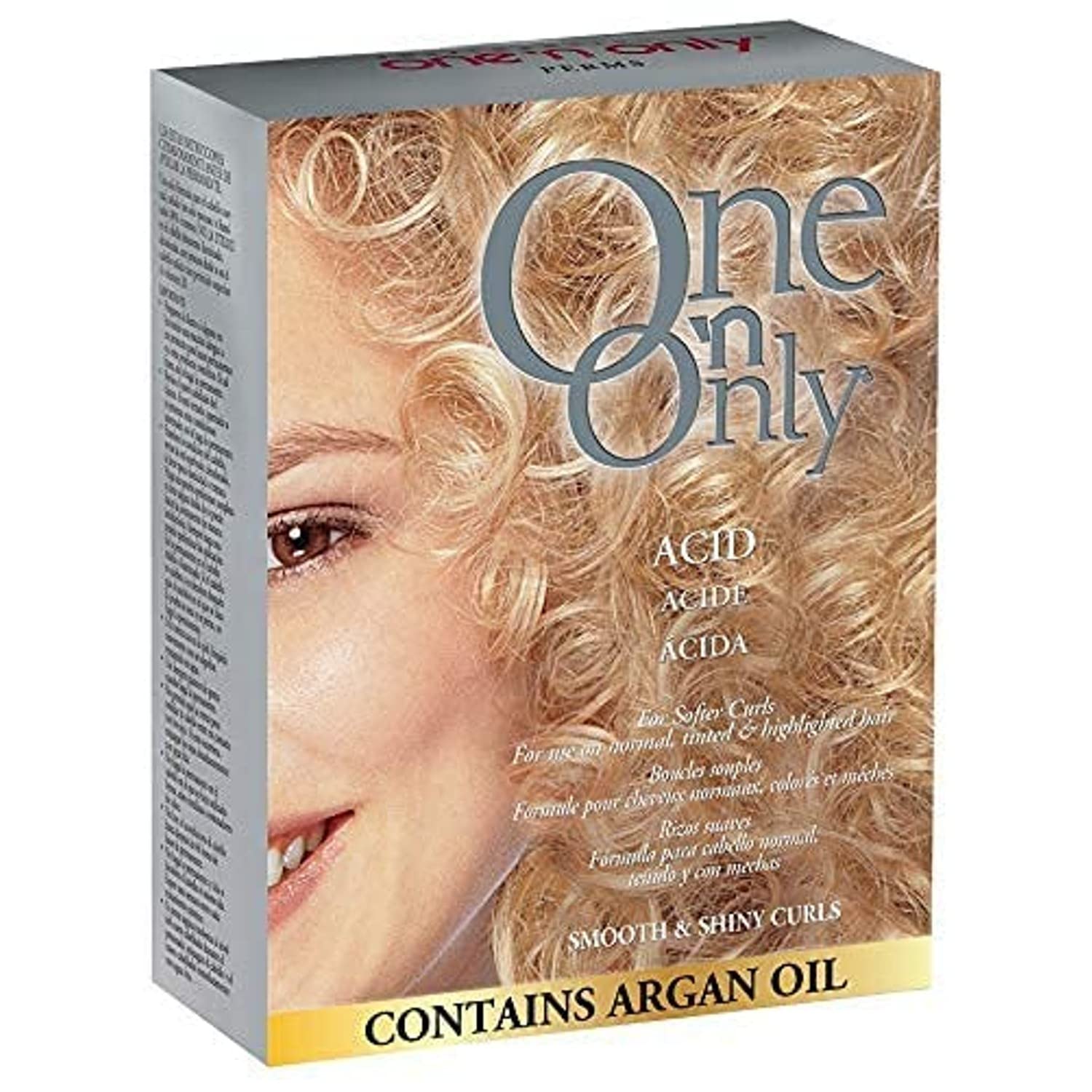 One 'n Only Acid Perm with Argan Oil for Smooth, Shiny, and Softer Hair Curls, Use on Normal, Tinted, and Highlighted Hair, Controlled Processing Through Natural Body Heat