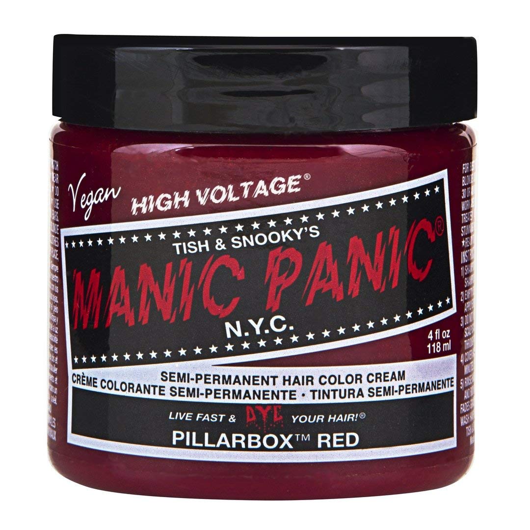 Manic Panic Pillarbox Red Hair Dye - Classic High Voltage - Semi Permanent Hair Color - Deep True Red Color - For Dark & Light Hair – Vegan, PPD & Ammonia-Free - For Coloring Hair on Women & Men